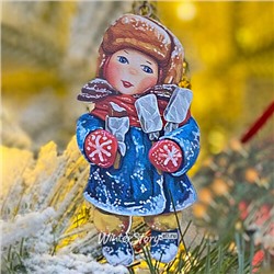 Елочная игрушка Девочка с эскимо - Зимние Каникулы 10 см, подвеска (МанузинЪ)