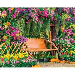 Фотобаннер, 250 × 200 см, с фотопечатью, люверсы шаг 1 м, «Скамейка в цветах»