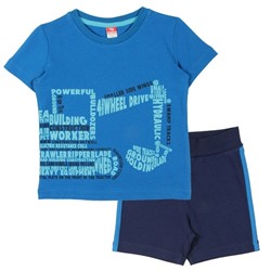 CAK 9873 Комплект для мальчика (футболка, шорты), синий-темно-синий