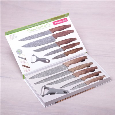Набор кухонных ножей 6 предметов Kamille КМ-5043 в подарочной упаковке оптом