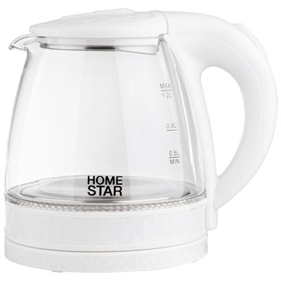 Чайник Homestar HS-1053 (1,2 л.) стекло, пластик белый