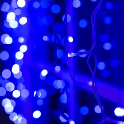 Гирлянда «Занавес» 2 × 1.5 м, IP44, УМС, белая нить, 360 LED, свечение синее, 220 В