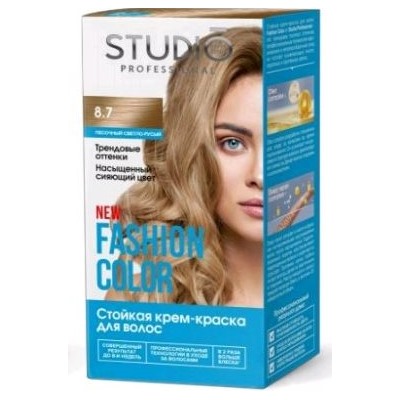 Студио "Fashion Color" Стойкая краска д/в тон 8.7 Песочн.св-русый 50/50/15мл.(6) / 95672