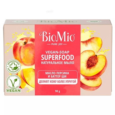 Натуральное мыло "Персик и ши" Vegan Soap Superfood, 90 г