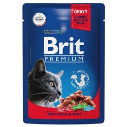 Brit Premium пауч говядина и горошек в соусе 85гр