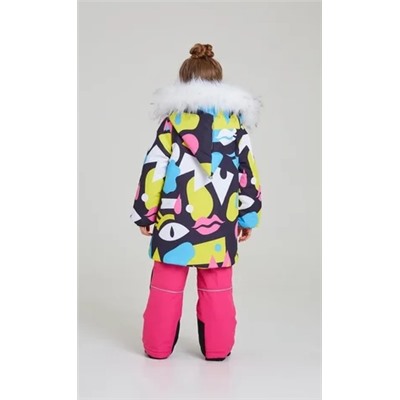421-22з Куртка (комплект) для девочки "Оливия", мультиколор/розовый