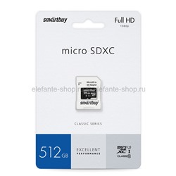 Карта памяти MicroSDXC 512GB Smart Buy Class10 UHS-1+ SD адаптер (UM)