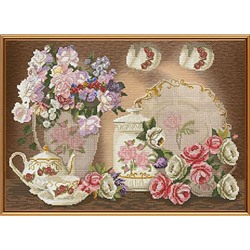 Набор для вышивания бисером НОВА СЛОБОДА арт.ННК3286 Цветочный чай 35х25 см