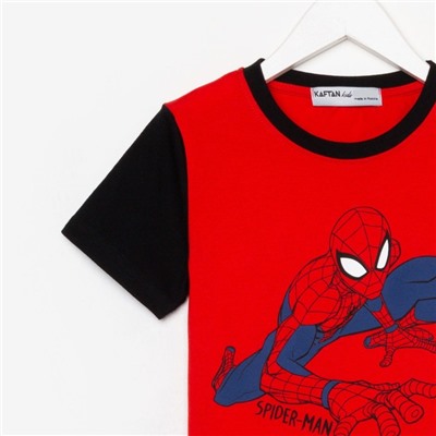 Футболка детская MARVEL «Человек паук», рост 110-116 (32), цвет красный/чёрный