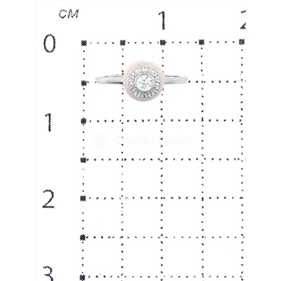 Кольцо из родированного серебра с куб.цирконием и керамикой 925 пробы CTX-R019-13