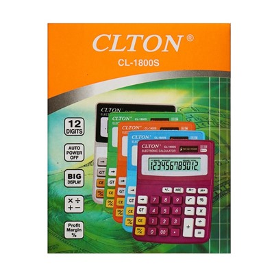 Калькулятор настольный "Clton" 12 - разрядный, CL - 1800S, МИКС, 11x14,5х1см