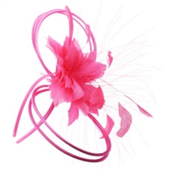 Ободок — Шляпка (Розовый; вставки: Перья, розовые)