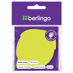 Блок самоклеящийся фигурный Berlingo "Лист" 70*70мм, 50л., неон зеленый (LSz_76044)
