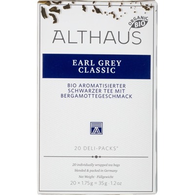 Чай черный в пакетиках Althaus Bio Earl Grey Classic 20пакx1,75гр