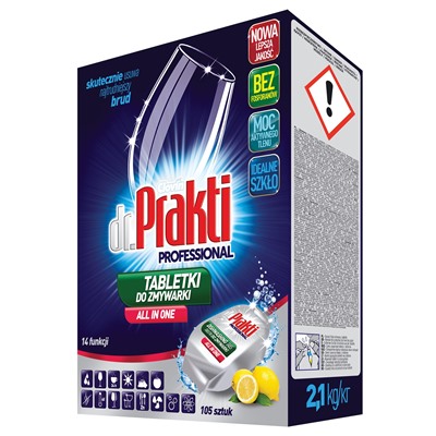 Таблетки для посудомоечных машин Dr.Prakti PROFESSIONAL All in1 (90+15 шт х 20г) 2,1кг, 777114