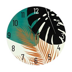 Часы настенные, серия: Интерьер, "Листья", дискретный ход, d-23 см