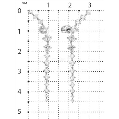 Серьги-пусеты из серебра с фианитами родированные 925 пробы 2-181р200