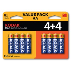 Батарейки Kodak LR6 4+4BL MAX SUPER Alkaline AA (цена за 1 шт.)