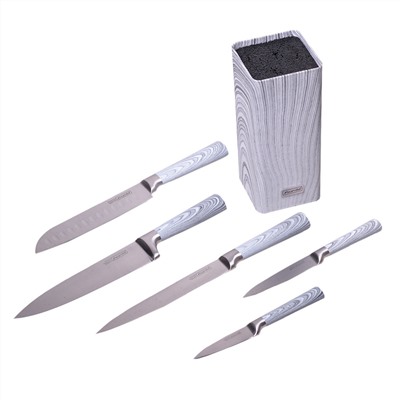 Набор ножей 6 предметов Kamille KM-5041 с пластиковой подставкой с наполнителем оптом