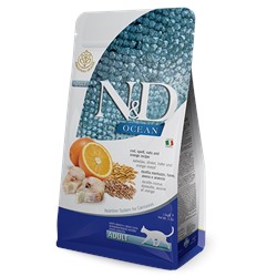 Farmina N&D Ocean низкозерновой корм для взрослых кошек, треска, спельта, овес и апельсин