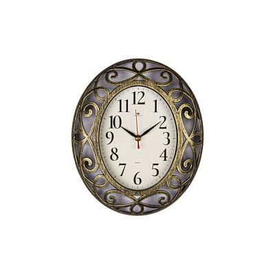Часы настенные овал 31х26 см, корпус черный с золотом "Классика" "Рубин"