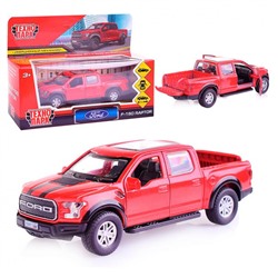 Технопарк. Модель "Ford F150 Raptor" металл 12 см, двери, багаж, инерц, красный, арт.F150RAP-12-RD