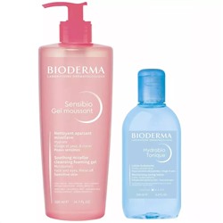 Биодерма Набор для очищения и увлажнения кожи: лосьон, 250 мл + гель, 500 мл (Bioderma, Sensibio)