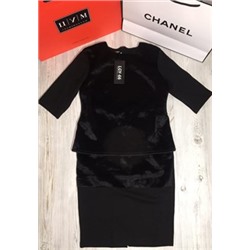 Костюм юбка и блузка, цвет черный, размер 44
