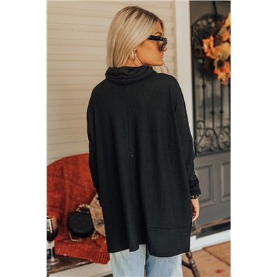 Black Cowl Neck Shift Tunic Top