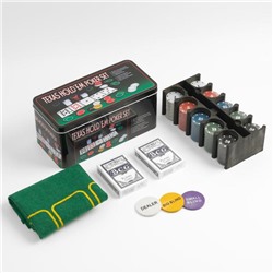 УЦЕНКА Покер, набор для игры (карты 2 колоды, фишки 200 шт, сукно 60х90см)
