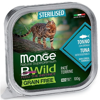 Monge Cat BWild Grain Free беззерновые консервы из тунца с овощами для стерилизованных кошек