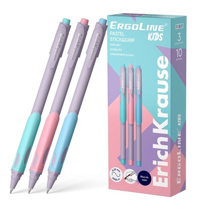 Ручка ErgoLine® Kids Stick&Grip Pastel 0.5, синий (10шт)