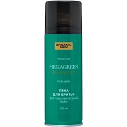 Пена для бритья Organic Men MegaGreen, для чувствительной кожи, 200 мл