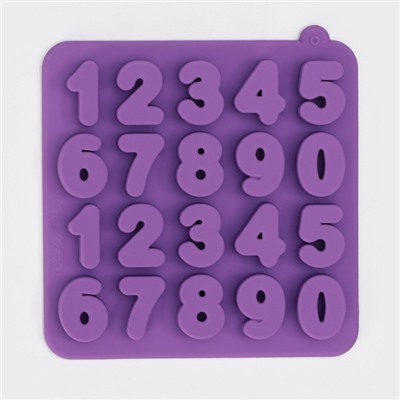 Форма для украшений Доляна «Цифры», силикон, 16×16×2 см, 20 ячеек (2,9×2,2 см), цвет МИКС