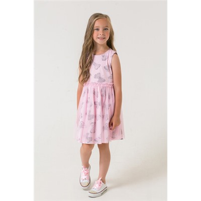 Платье  для девочки  К 5658/нежно-розовый,бабочки