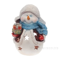 Фигура декоративная садовая Снеговик с подарками,  L31 W21 H41 см