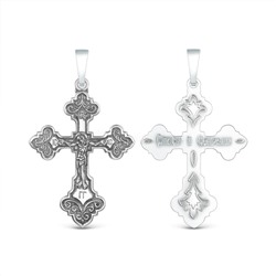 Крест православный из чернёного серебра - Спаси и сохрани 4,3 см