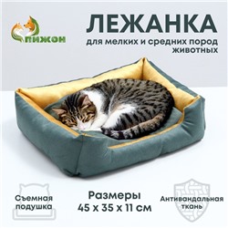 Лежанка-диван с двусторонней подушкой, 45 х 35 х 11 см, микс цветов