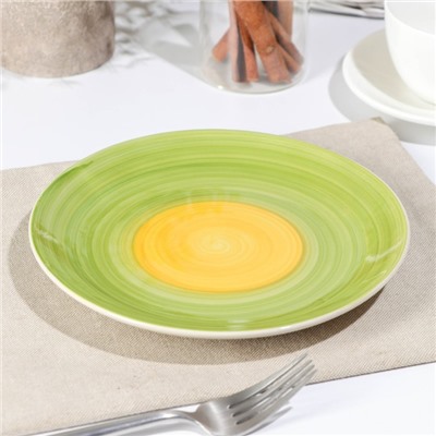Тарелка керамическая десертная Доляна «Подсолнух», d=19 см, цвет зелёный