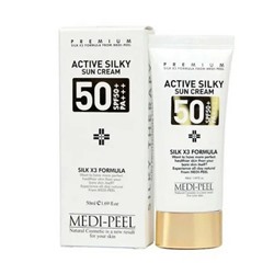 Medi-peel Солнцезащитный крем с комплексом пептидов и шёлка Active Silky Sun Cream SPF50+PA+++, 50мл