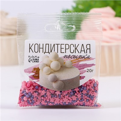 Посыпка кондитерская с мягким центром, (розовые, синие), 20 г