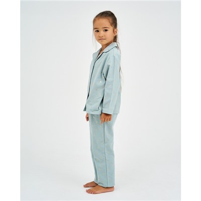 Пижама детская из фанели (рубашка, брюки) KAFTAN "Одуванчики", размер 122-128, мятный
