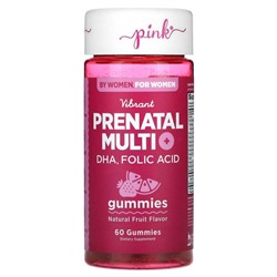 Pink, Vibrant Prenatal Multi + DHA, фолиевая кислота, натуральные фрукты, 60 жевательных таблеток