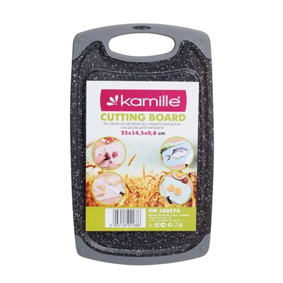 Доска разделочная Kamille KM 10057A пластиковая (серый мрамор) 14.5х25х0.8 см оптом