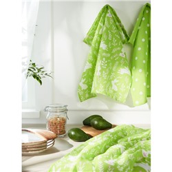 Набор полотенец кухонных Summer mood, размер 35х60 см зайчики, зеленый, 6 шт