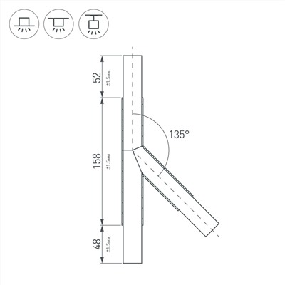 Тройник PLS-LOCK-H25-T135L левый (с экраном MAT-L) (Arlight, Металл)