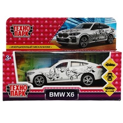 Машина металл BMW X6 ДЛЯ ДЕВОЧЕК 12 см. двери. багаж. инер. белый. кор. Технопарк в кор.2*36шт