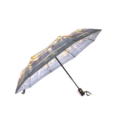 Зонт женский ТриСлона-880/L 3880,  R=55см,  суперавт;  8спиц,  3слож,  коричн/желтый  (Венеция)  248447