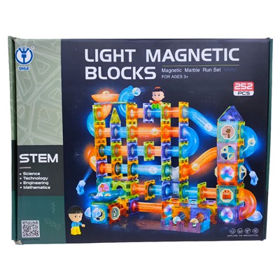 Светящийся магнитный конструктор Light Magnetic Blocks "Мега-большие Горки" с шариками , 252 дет.