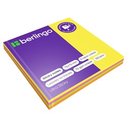 Блок самоклеящийся Berlingo "Ultra Sticky" 75*75мм 100л., 4 неоновых цвета (LSn_39602, )